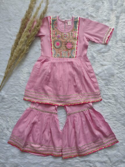 Girls Ethnic, Party And Festive Wear Pink Sharara Set