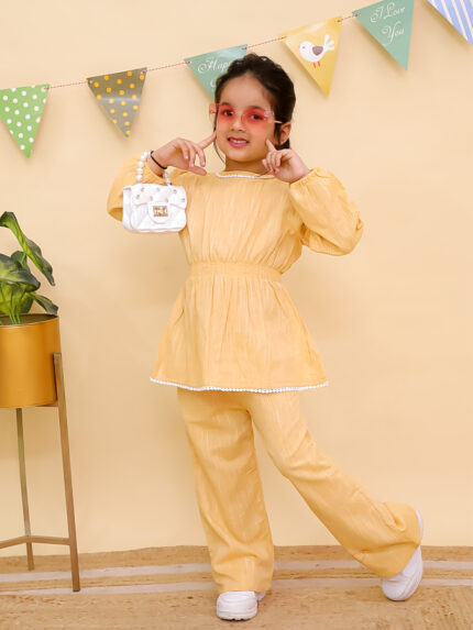 Girls Powder Orange Co-ord Set