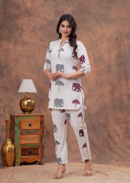 Elephanta White Co-ord Set