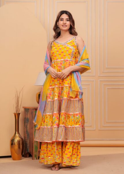 Yellow Festive Sharara Set