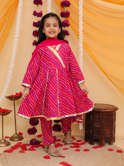 Rani Leheriya Printed Anarkali Suit Set